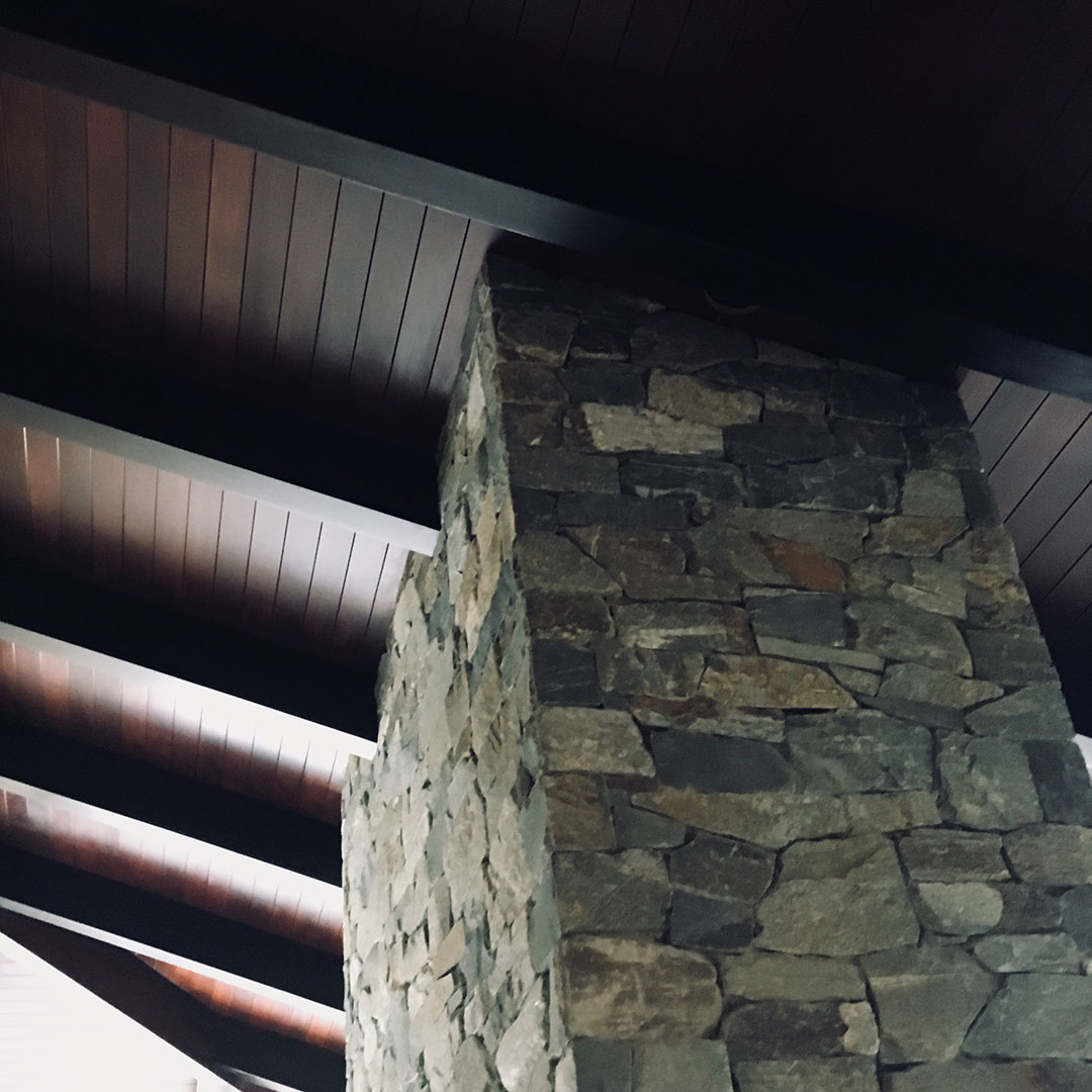 Stone to wood beam transition